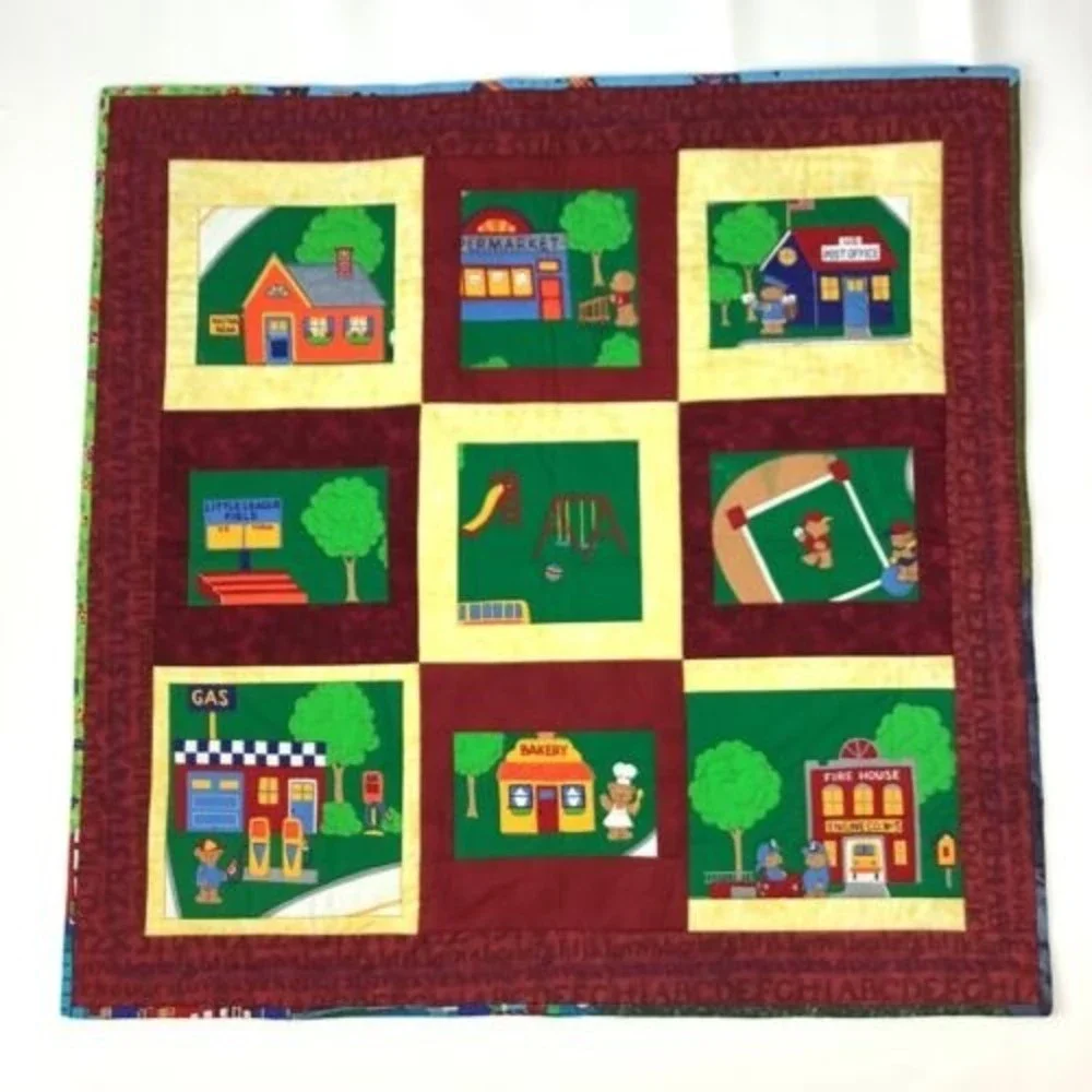 30” Square Quilt Community Neighborhood Children School Decor Alphabet Wall Hang